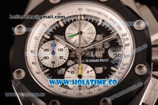 Audemars Piguet Rubens Barrichello Swiss Valjoux 7750 Automatic Steel Case with Skeleton Dial and White Stick Markers - 1:1 Original (JF) - Click Image to Close